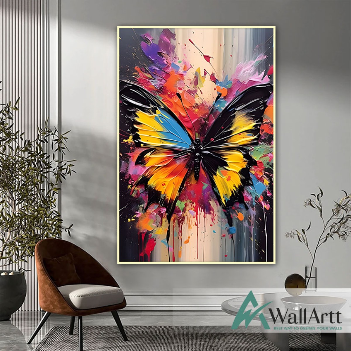 Abstract Colorful Butterfly II 3d Heavy Textured Partial Oil Painting